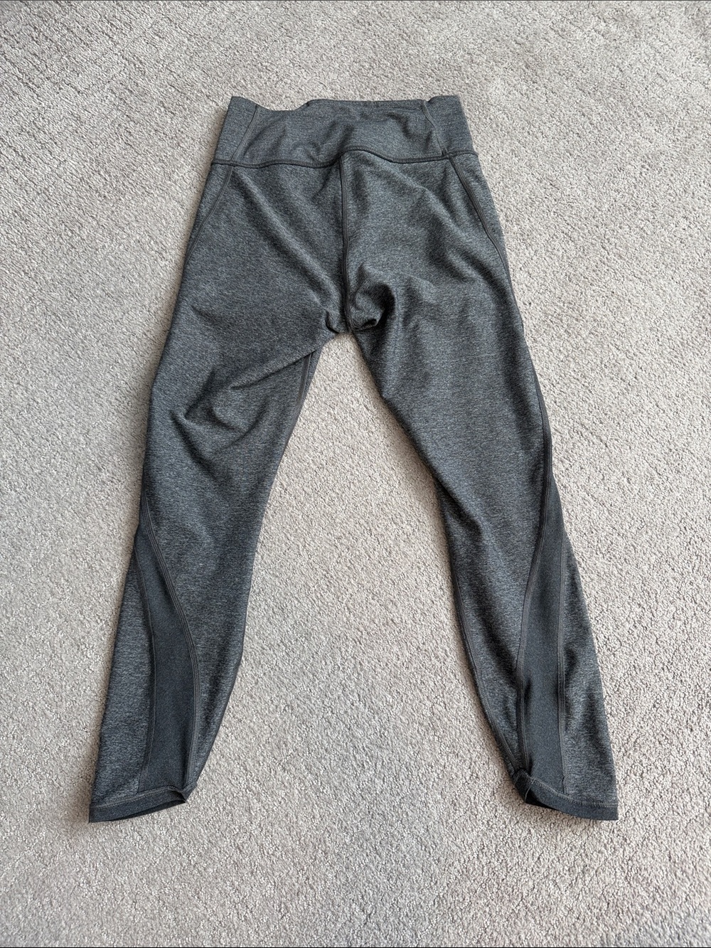 Lululemon Hit It Crop Heathered Black Gray Mesh Running Leggings Size 8